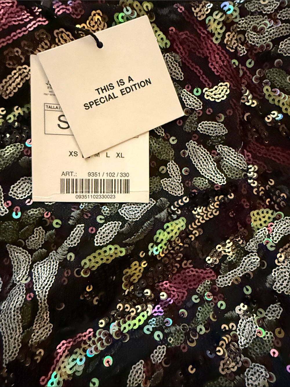 Zara NWT multicolor Sequin Mini Skirt on black underlay size Small - Picture 4 of 14